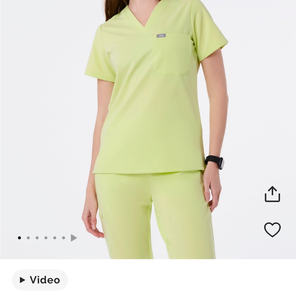 Figs Women's sea mist  V-Neck Catarina Scrub Top